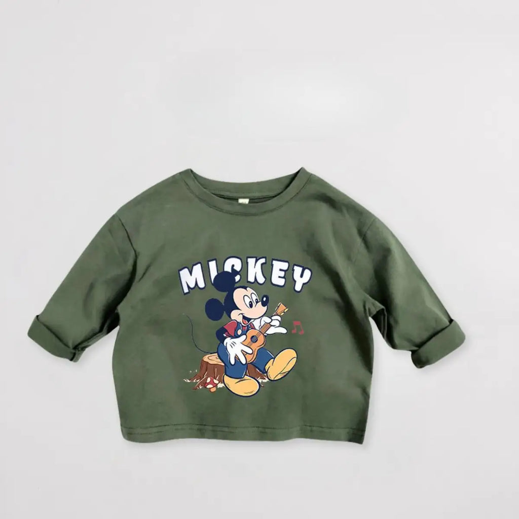 Kids' Mickey Cartoon Long Sleeve Shirt - Disney Character Tee Ages 1-3