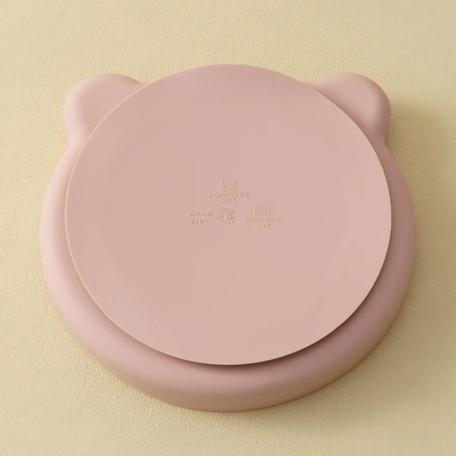 Mamaplan BPA Free Baby Silicone Dining Plate Suction Cartoon Bear Dishes Plate Toddler Feeding Sucker Bowl Training Tableware
