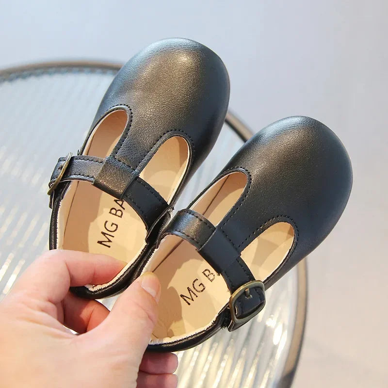 Size 15-30 Baby Toddler Girl Shoes School Children T-strap Mary Jane Flats Girls Soft Leather Shoes Pink, Black, Brown, White