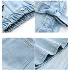 Girls Straight Leg Jeans with Bow & Rhinestones - Streetwear Denim Pants
