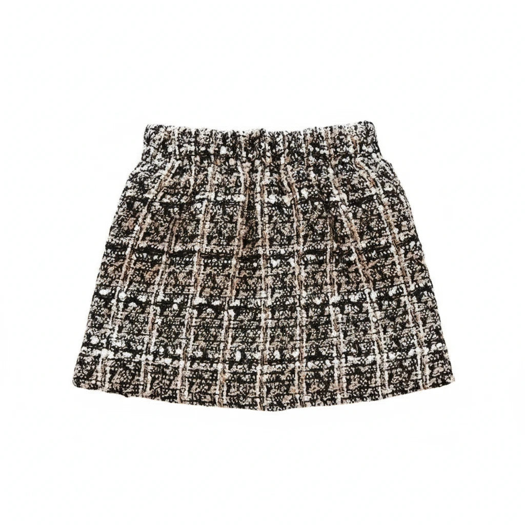 Plaid Knit Skirt - Wool Blend A-Line Plush Lining - Kidnor