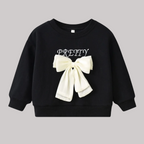 Girls' Bow Long Sleeve Round Neck T-Shirt - Kidnor