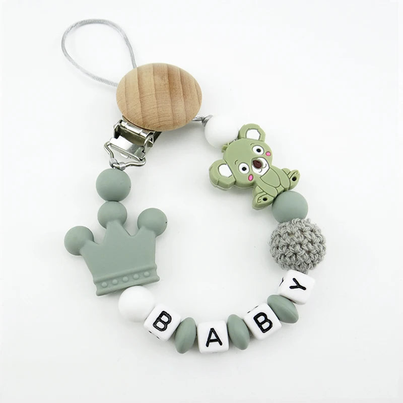 New Handmade Free Personalized Name Pacifier Clips Cute Pacifier Chains Holder Chupetero Personalizado Silicona Baby Shower Gift