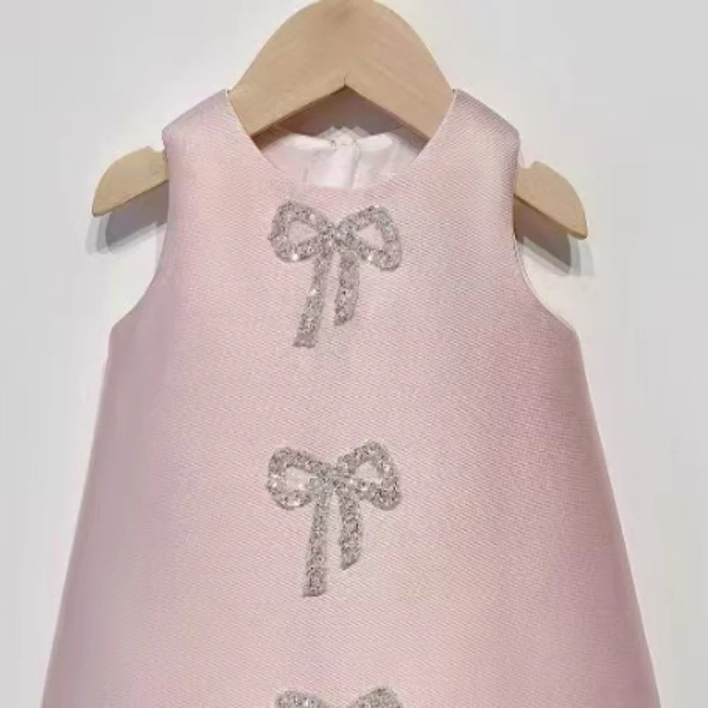 Sweet Elegant Beaded Bow Dress - Kidnor
