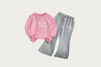 Pink Bow Hoodie and Flared Pants Set - Kidnor