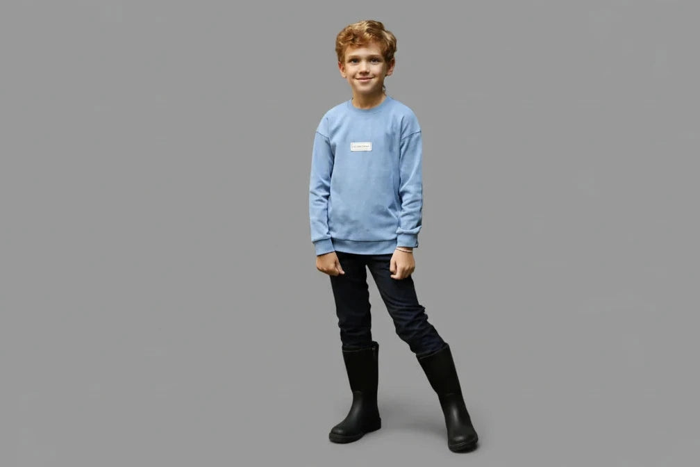 Tie-Dyed Blue Cotton Sweatshirt Long Sleeves - Kidnor