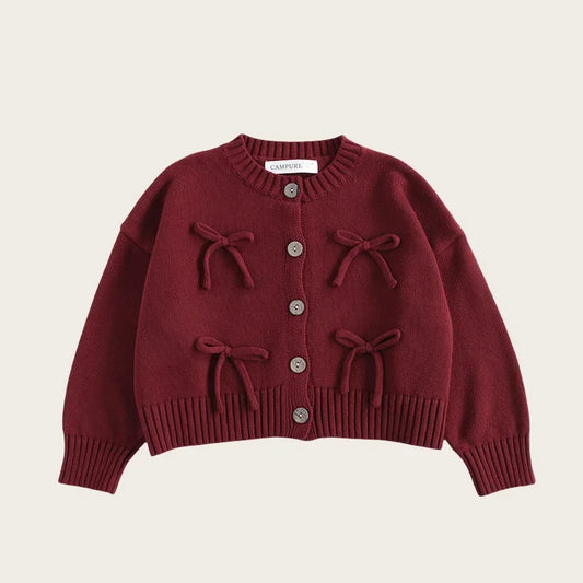 Bow Embellished Knit Cardigan - Kidnor