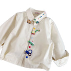Boys' Japanese Style Cartoon Shirt - Soft Cotton Autumn Winter Top
