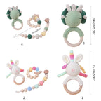Newborn Gift Set 1 Pack Baby Rattle Toy/3pcs/set Pacifier Clip with Crochet Teether Suitable for 0-12 months Babies Dropship