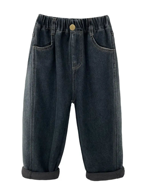 2-12Y Childrens Denim Pants Fleece Thickened - Kidnor