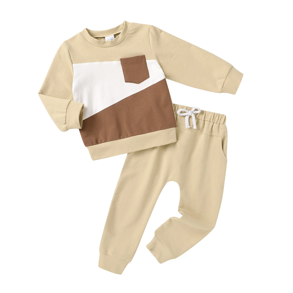 Color Block Sweatshirt and Pants Set - Kidnor