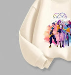 KPop Demon Hunters Huntrix Sweatshirts For Kids Long Sleeved,Round Collar