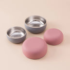 Color Kids 2PCS Stainless Steel Bowl Tableware Set For Baby Feeding Detachable Silicone Food Dish Plate BPA Free Kids Dinnerware