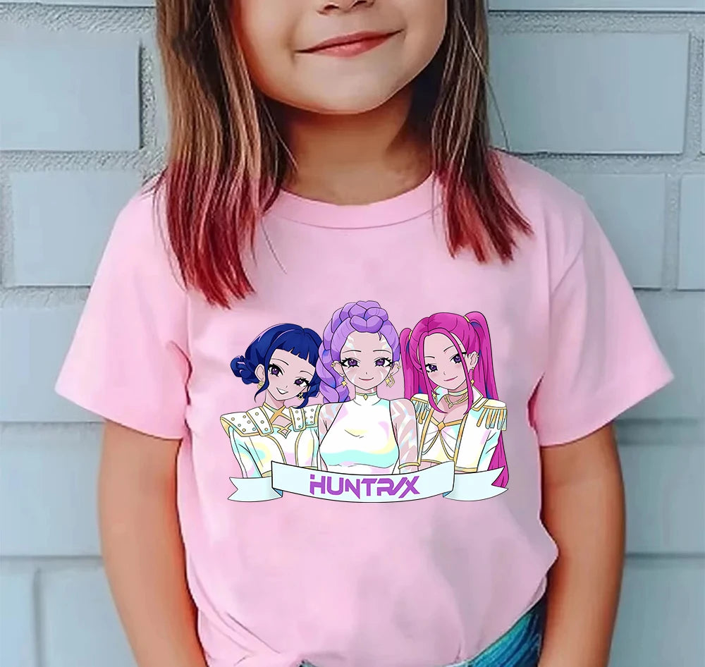 K-pop Girl Group T-Shirt - 100% Cotton Summer Tee for Kids