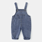 Toddler Denim Overalls - Solid Color Jumpsuit for Kids Ages 1-3
