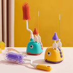 Baby Silicone Bottle Brush Long Handle Cleaning Brush 360-degree Rotating Drying Rack Combination Portable Cleaning Tool Set