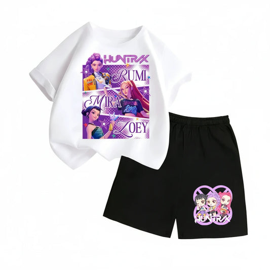 Kpop Demon Hunters Kids T-Shirt - Movie Print Short Sleeve Summer Tee