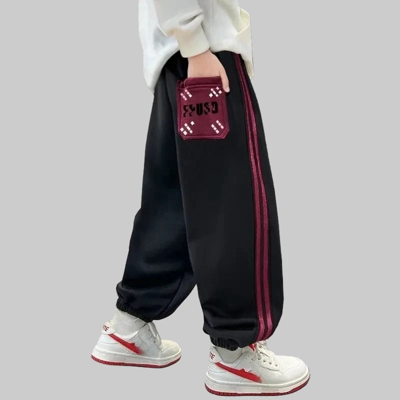 Boys Grey Cotton Sweatpants - Casual Outdoor Trousers (10-14 Years)