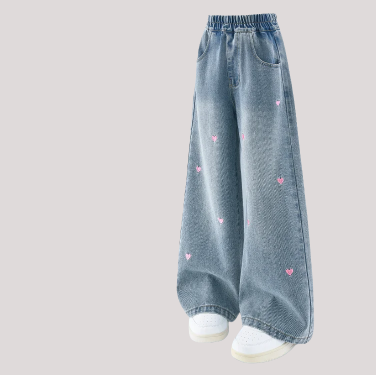Jeans - Heart Embroidery Denim - Kidnor