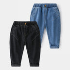 Casual Style Straight Leg Monochrome Mid Waist Childrens Pants - Kidnor