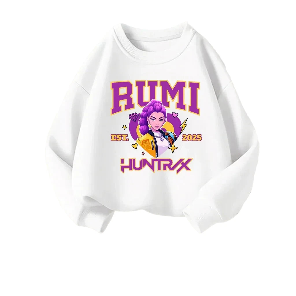 Girls' K-Pop Cartoon Sweatshirt - Long Sleeve Pullover Ages 0-10