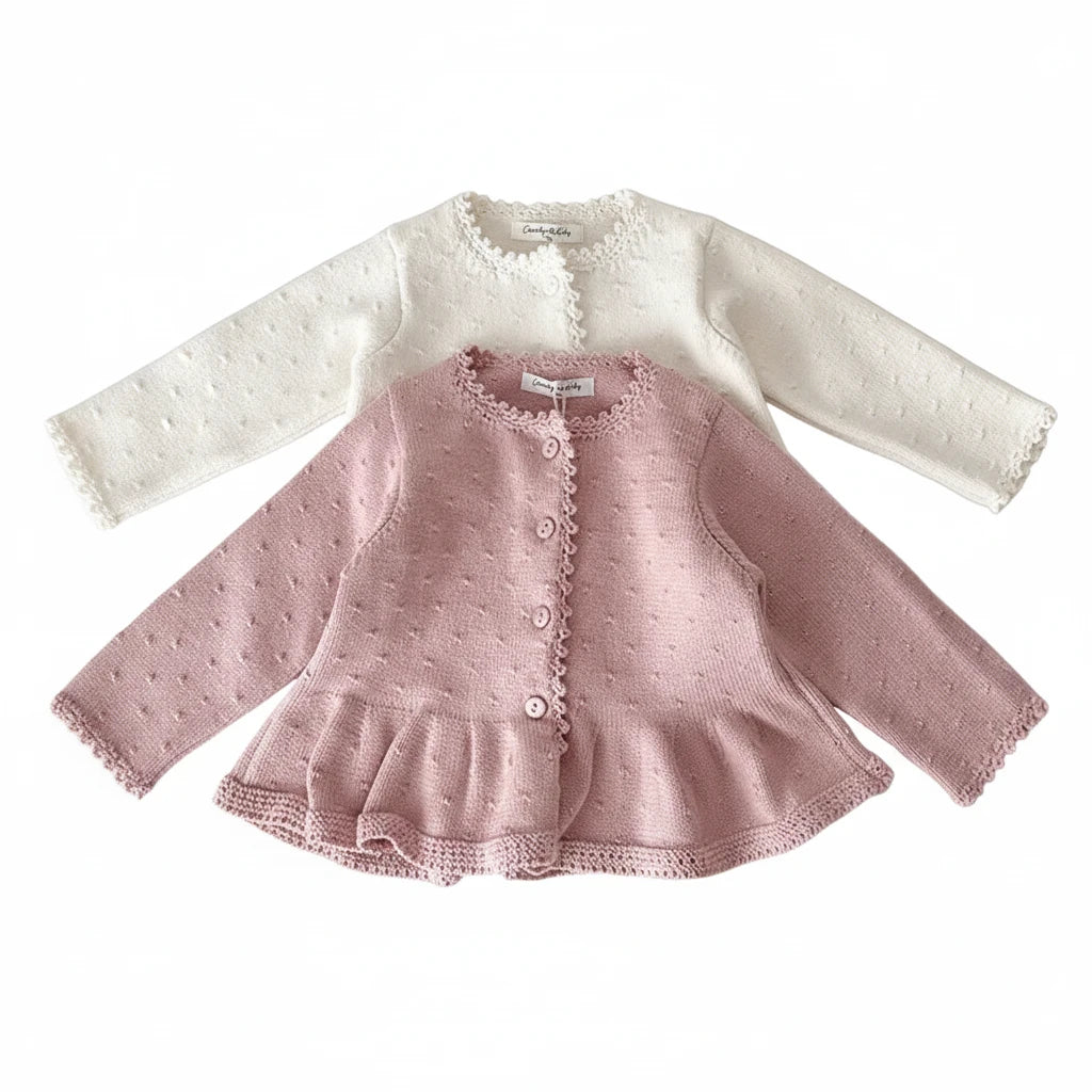 Girls' Knit Cardigan - Solid Color Long Sleeve Coat