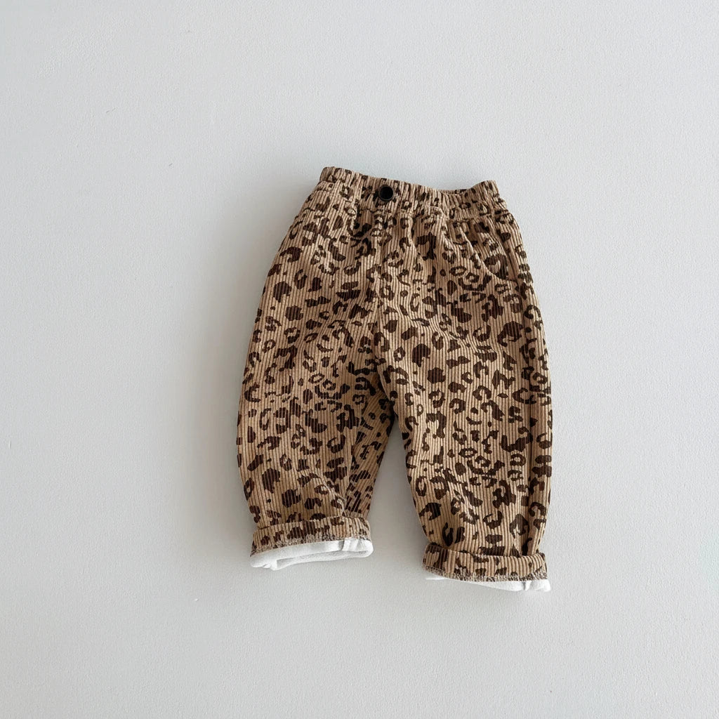 Corduroy Floral Fleece Lined Pants - Kidnor