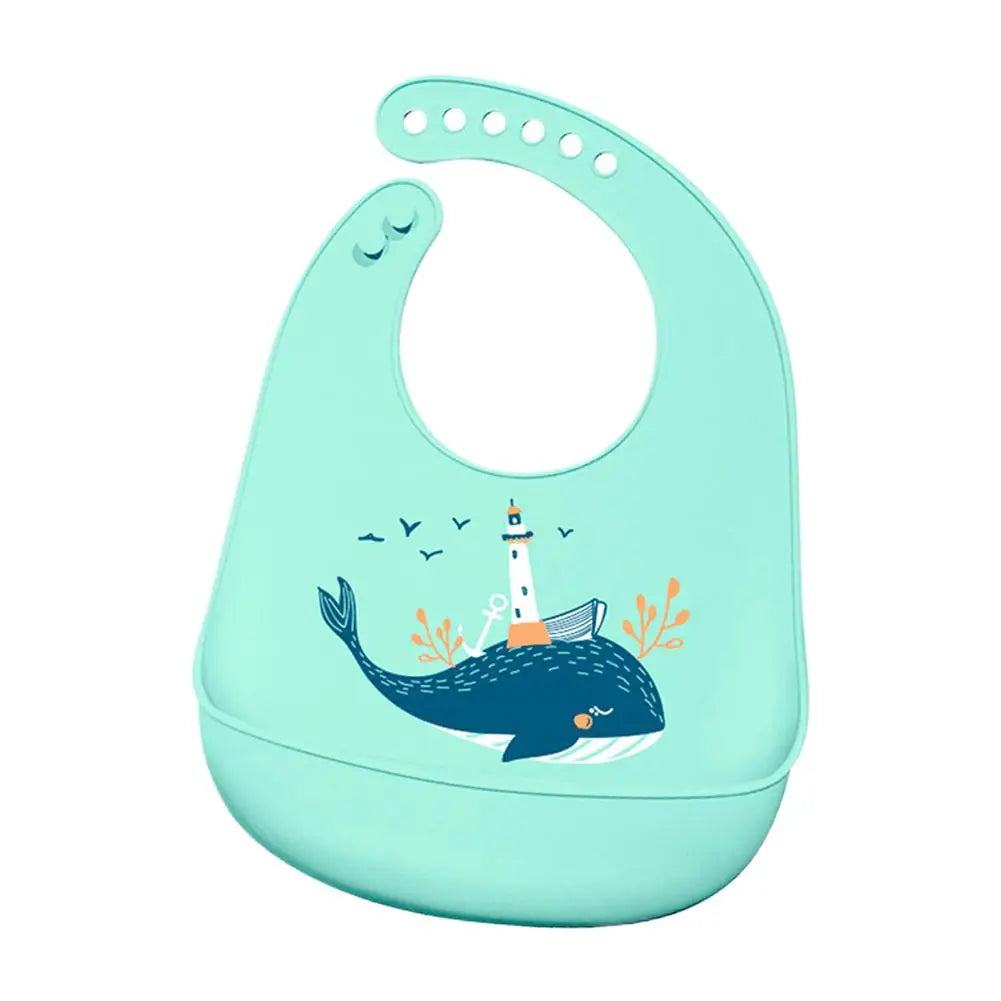 Waterproof Baby Bibs Baby Stuff Cute Cartoon Animal Printed Kids Bib Girl Boy Adjustable Soft Silicone Bib Baby Feeding Stuff