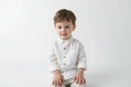 Boys Cotton Shirt Jacket - White Spring  Outwear for Kids