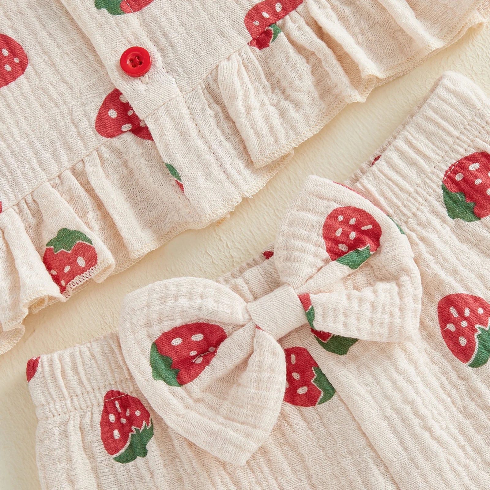Baby Girls Strawberry Print Top & Shorts Set - 2-Piece Summer Outfit