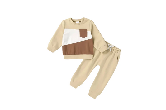 Color Block Sweatshirt and Pants Set - Kidnor