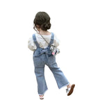 Girls Denim Overalls & White T-Shirt Set - 2-Piece Spring Autumn Outfit