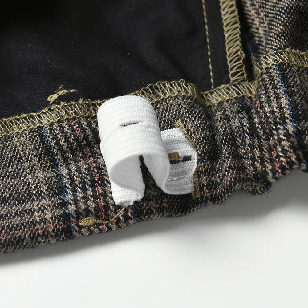 Boys Grey Plaid Pants - Cotton Casual Long Trousers (7-14 Years)