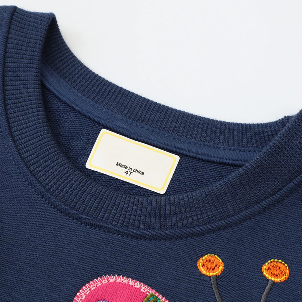 Girls Embroidered Crew Neck Sweatshirt - Kidnor