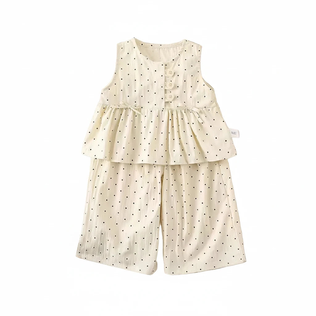 Girls' Polka Dot Blouse & Pants Set - 2-Piece Summer Outfit Ages 4-6