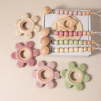 Baby gift set teething toy gift box pacifier chain dummy clip infant essentials flower memory milestone props newborn soothing