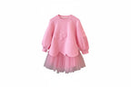 Girls Princess Dress with Mesh - Long Sleeve French Style Spring Dress