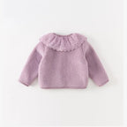 Baby Girls' Faux Fur Winter Coat - Lace Collar Warm Cardigan Jacket