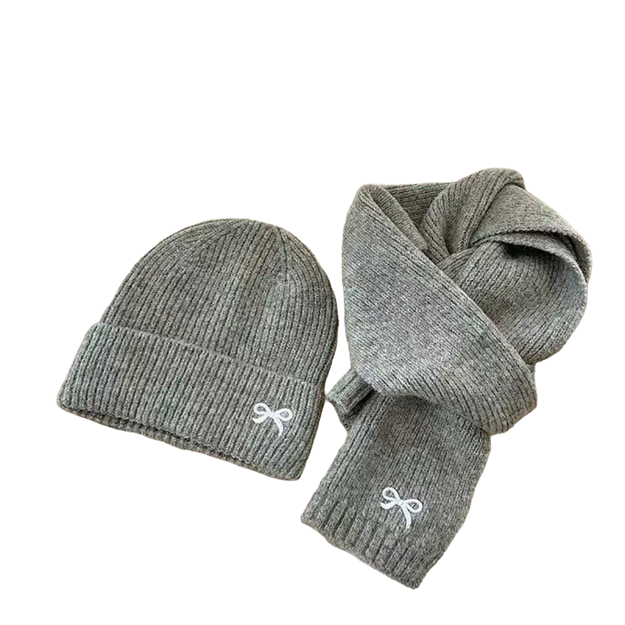 2Pcs Children Hat and Scarf Set Embroidered Bow - Kidnor