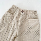 Kids Dot Print Corduroy Pants - Loose Fit Casual Trousers