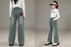 Girls Wide Leg Jeans - Loose Fit Casual Denim Pants