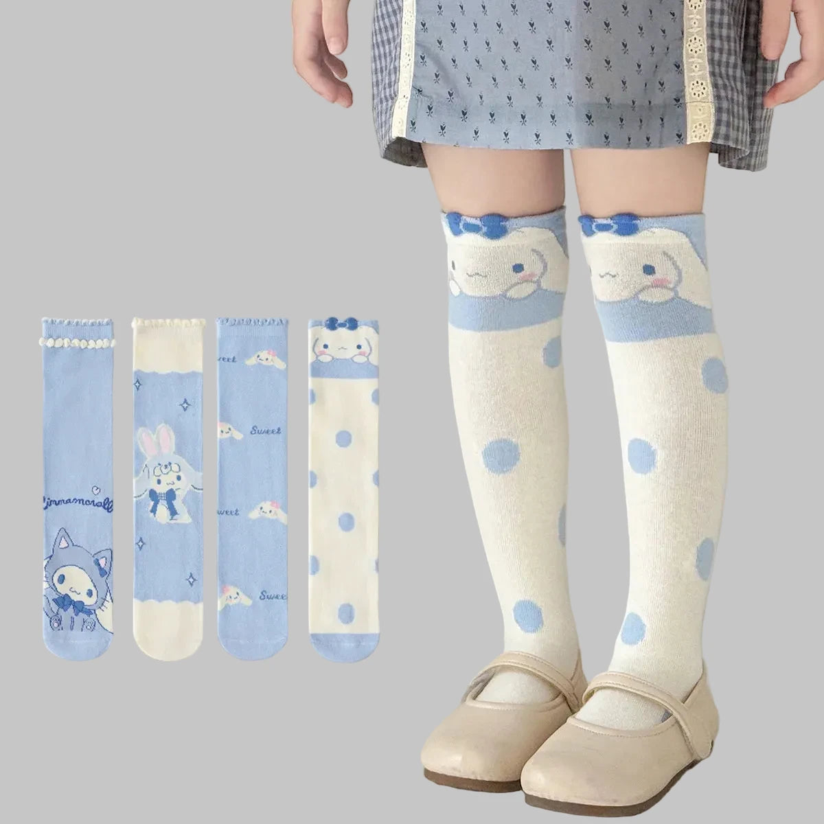 Girls Over-the-Knee Socks - Cute Cartoon Cotton Thigh High Socks