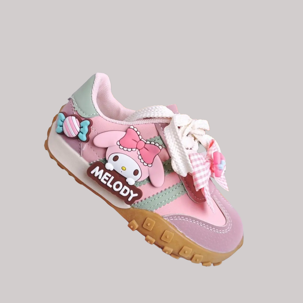 Girls Melody Cartoon Shoes - Pink Bow Sneakers 26-37 - Kidnor