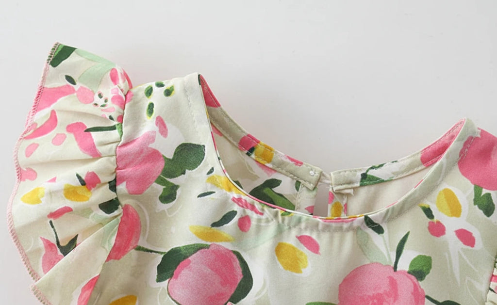 Baby Girl Floral Top & Shorts Set - Cotton Summer Outfit with Bow