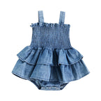 Baby Girl Romper Dress - Sleeveless Ruffle Bodysuit Ages 0-18M