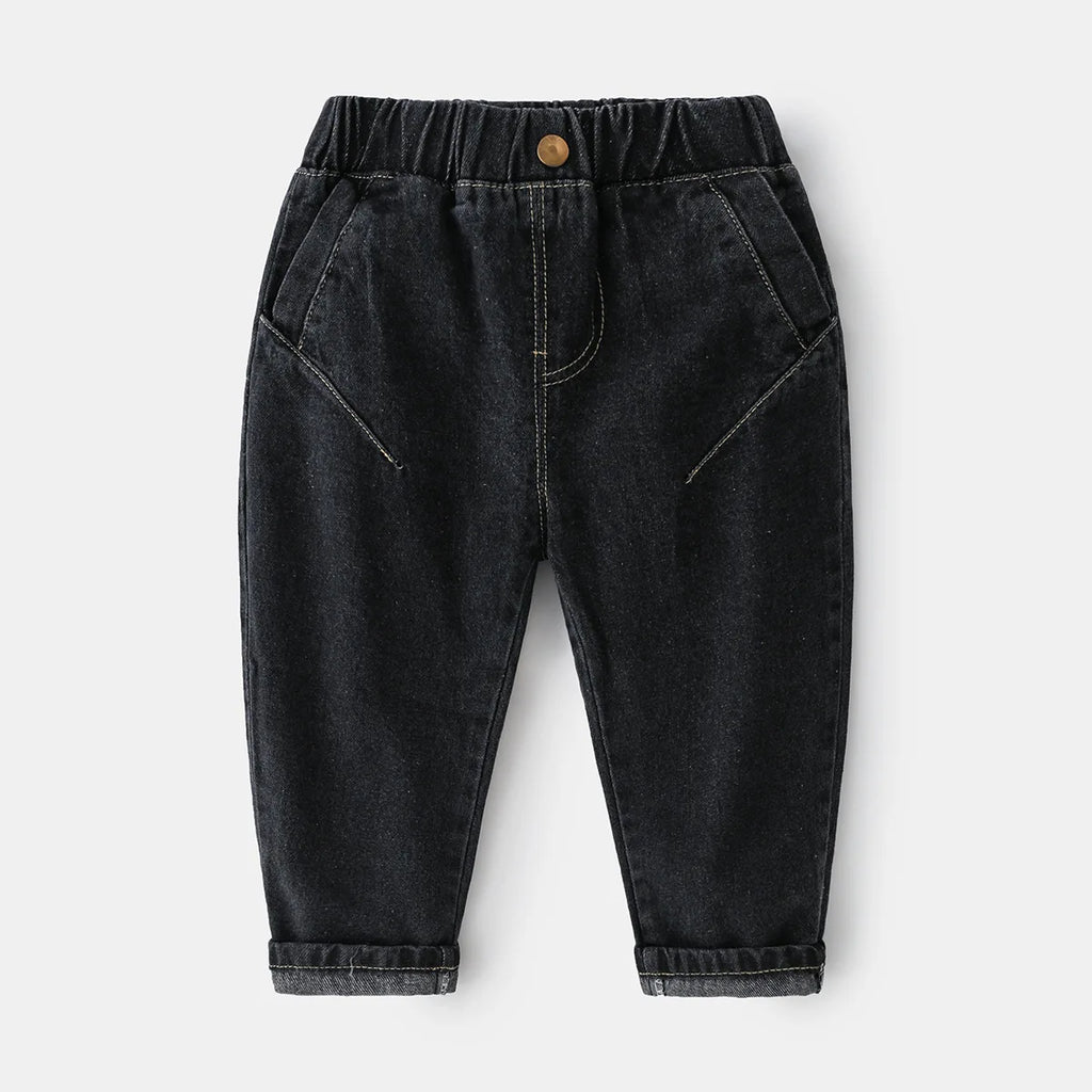 Casual Style Straight Leg Monochrome Mid Waist Childrens Pants - Kidnor