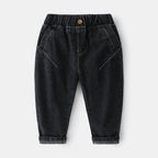Casual Style Straight Leg Monochrome Mid Waist Childrens Pants - Kidnor
