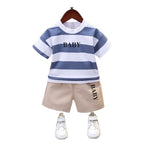 Summer Boys Clothes Children Cotton Strips Causal T Shirts Shorts 2Pcs/set Infant Outfit Kids Toddler Tracksuits 0-5 Years