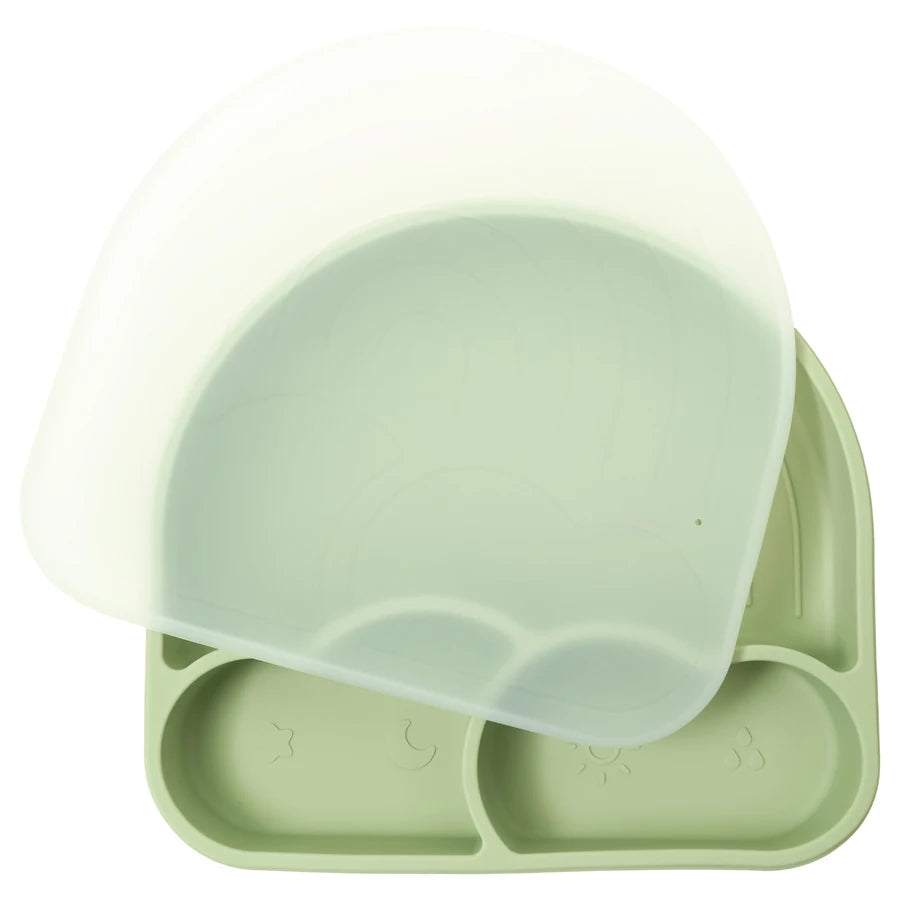 New Design Baby Safe Silicone Dining Plate With Lid Solid Cute Cartoon Children Dishes Suction Toddle Training Tableware