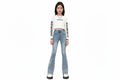 Girls' Butterfly Flare Jeans - Vintage Denim Bootcut Pants Ages 7-13